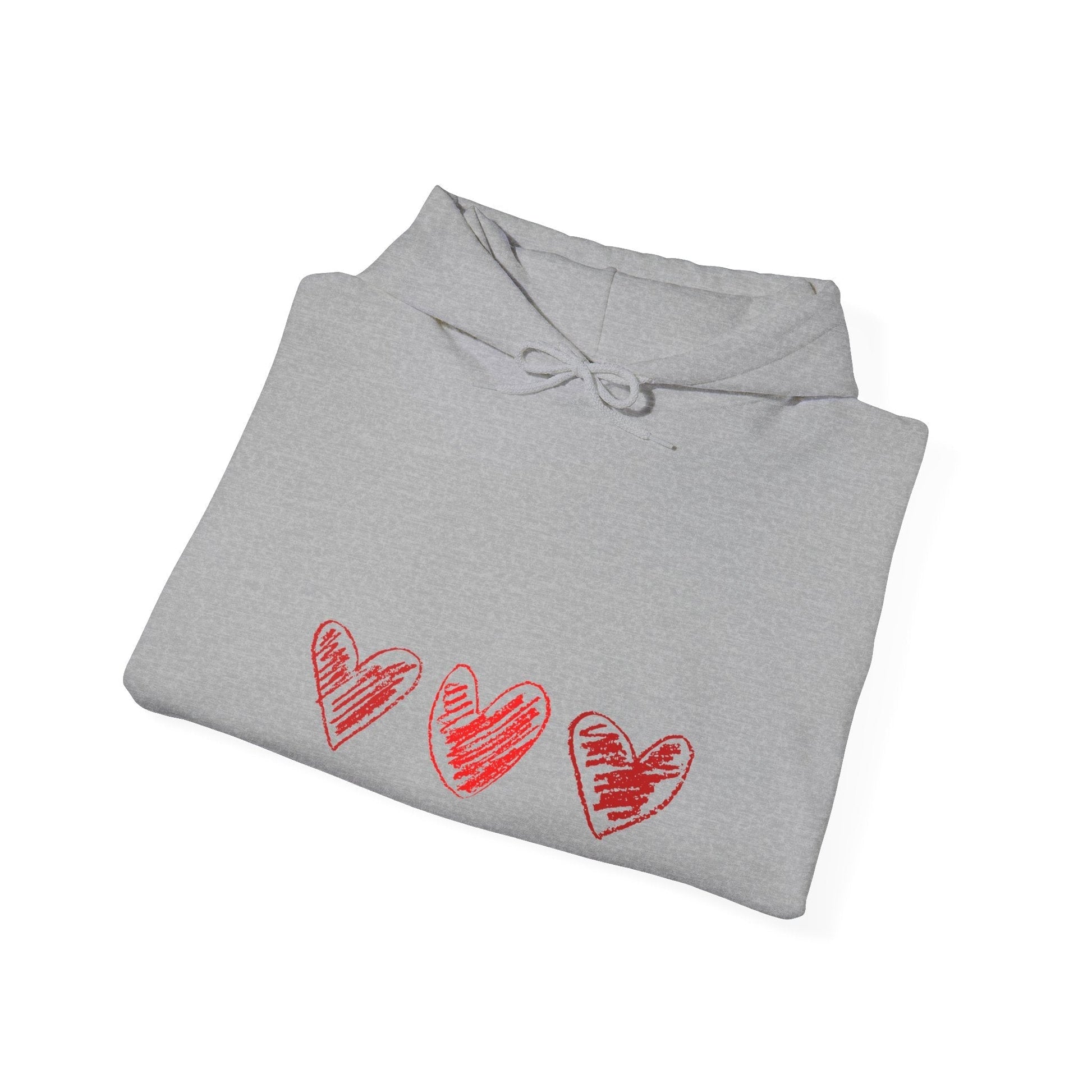Valentine's Day hoodie with cute heart design embroidered; perfect gift for her.