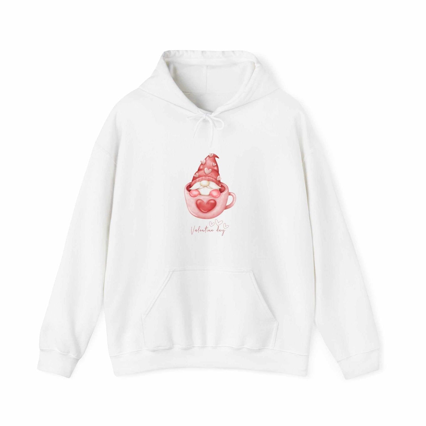 Valentine's Day hoodie for women with gnomes print, perfect gift.