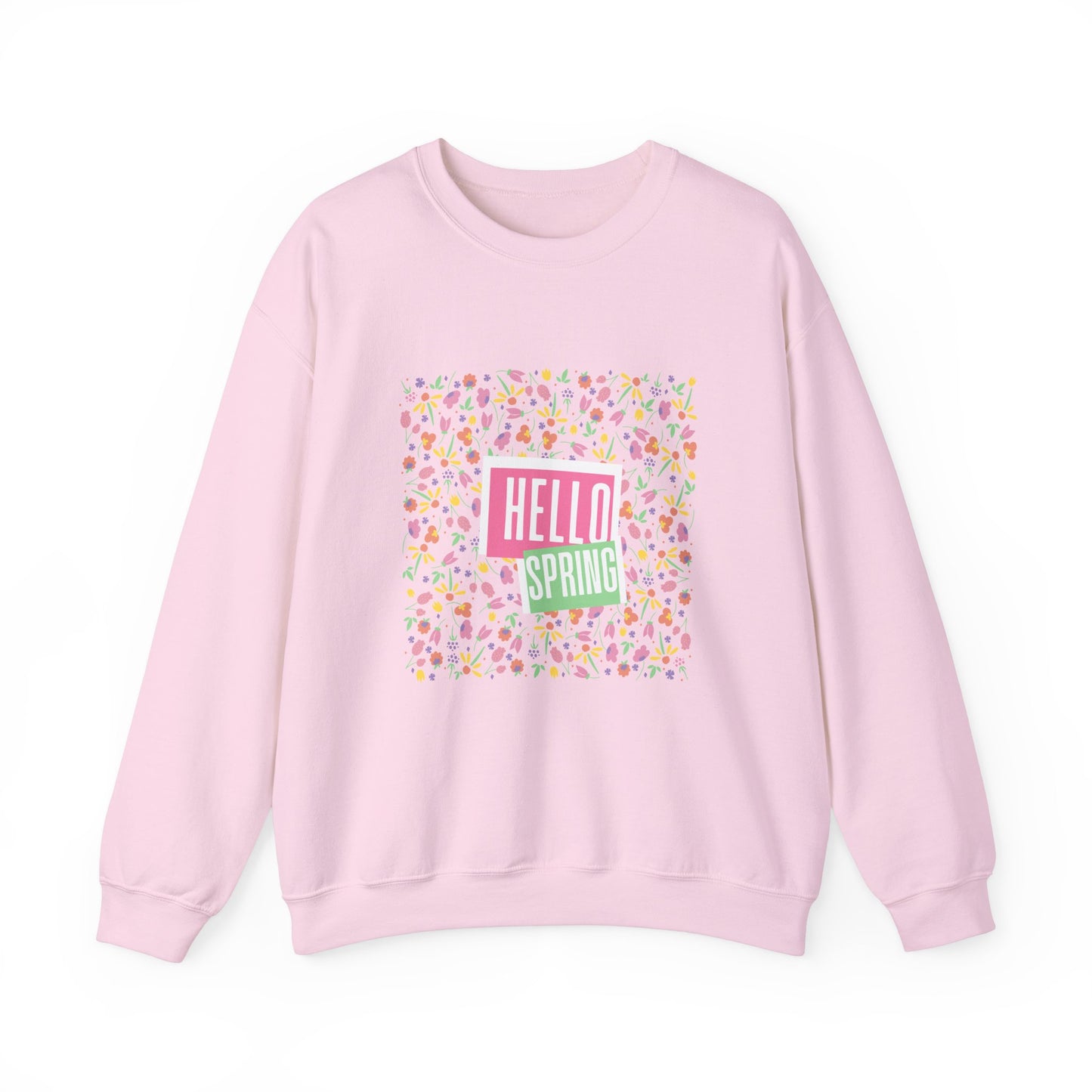 Hello Spring Floral Crewneck Sweatshirt, Spring Outfits, Gift for Her, Casual Layering, Birthday Gift, Nature Lover Apparel