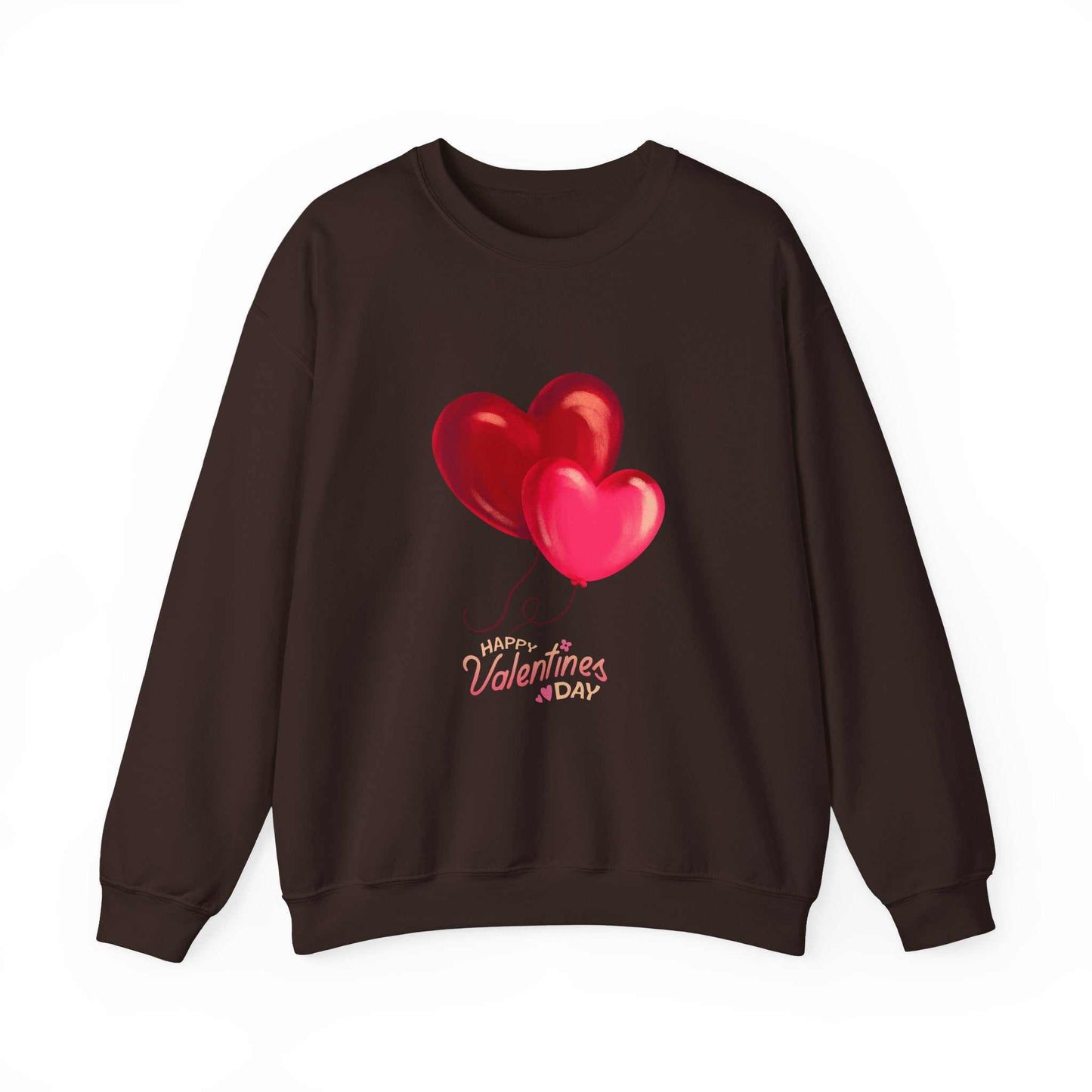 Valentine's Day sweatshirt with balloon heart design on front, featuring cozy medium-heavy fabric blend.