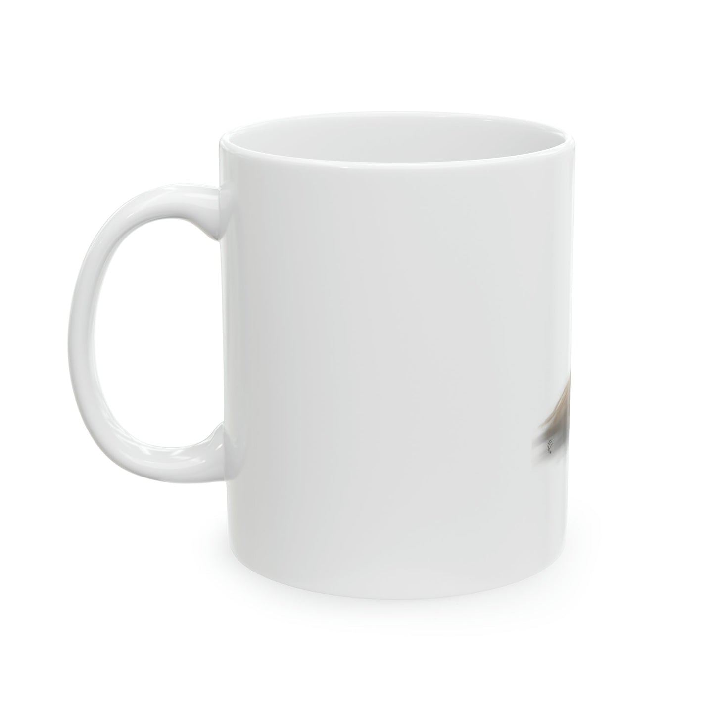 Ceramic Mug 11oz "SHUGA" with blank side view, durable white ceramic, C-handle.