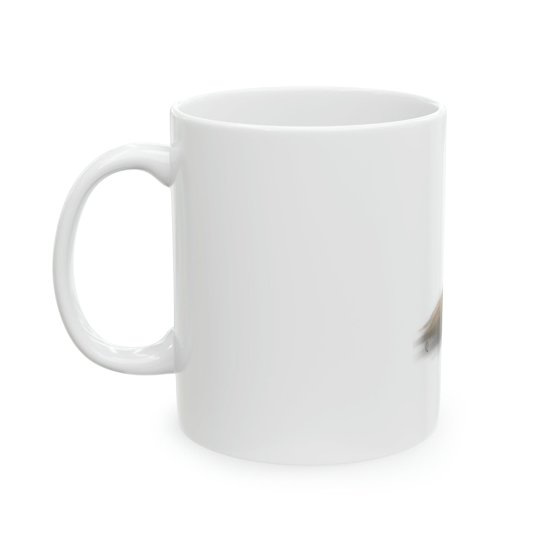 Ceramic Mug 11oz "SHUGA" with blank side view, durable white ceramic, C-handle.