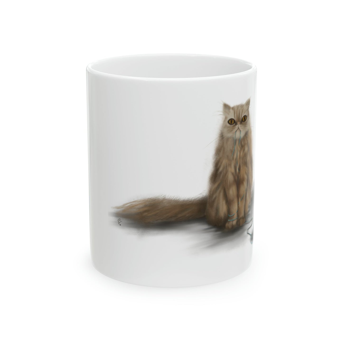 Ceramic Mug 11oz "SHUGA" featuring a cat design, BPA and lead-free, dishwasher and microwave safe.