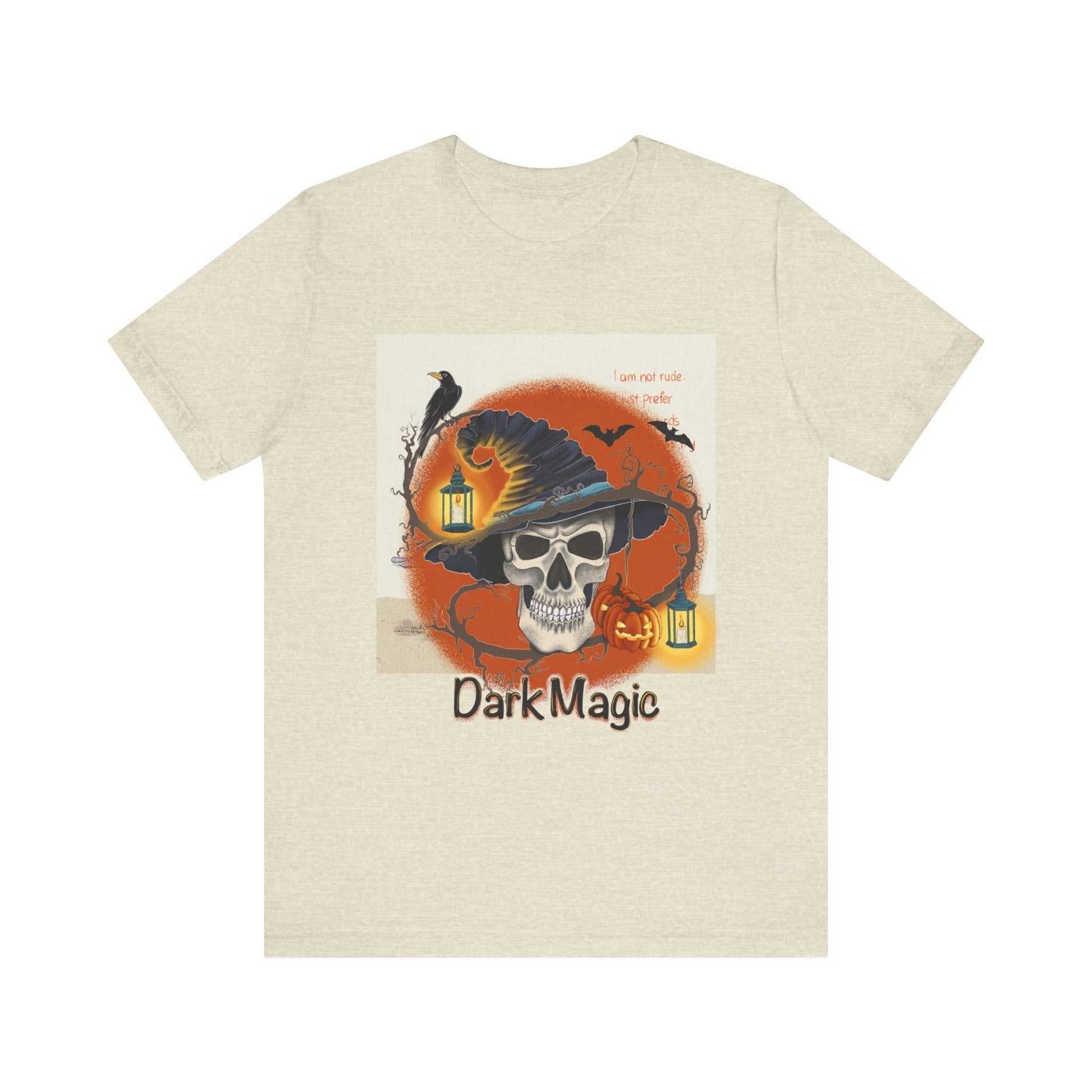 Unisex jersey short sleeve tee, Model D-4 with dark magic graphic design.