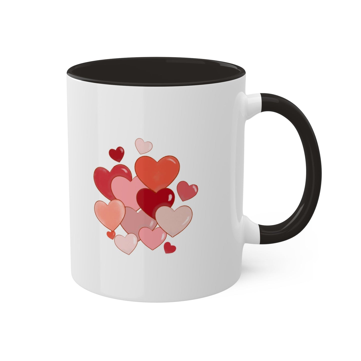 Romantic Love Mug MODEL B-V-4 with heart design, ceramic, 11-ounce capacity, perfect gift.
