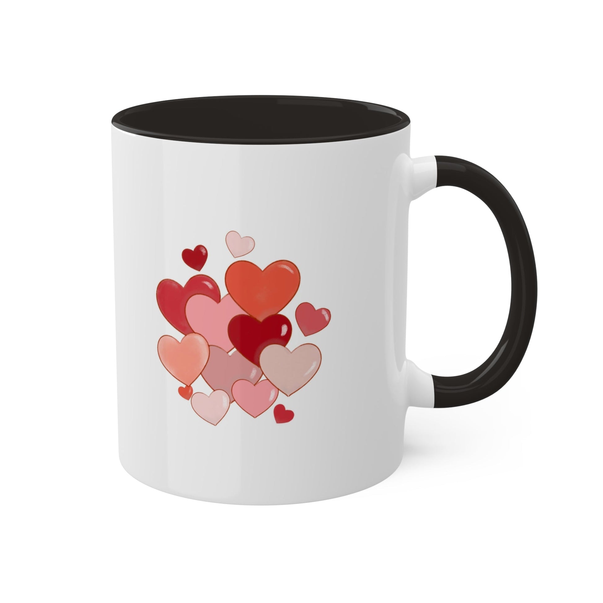 Romantic Love Mug MODEL B-V-4 with heart design, ceramic, 11-ounce capacity, perfect gift.