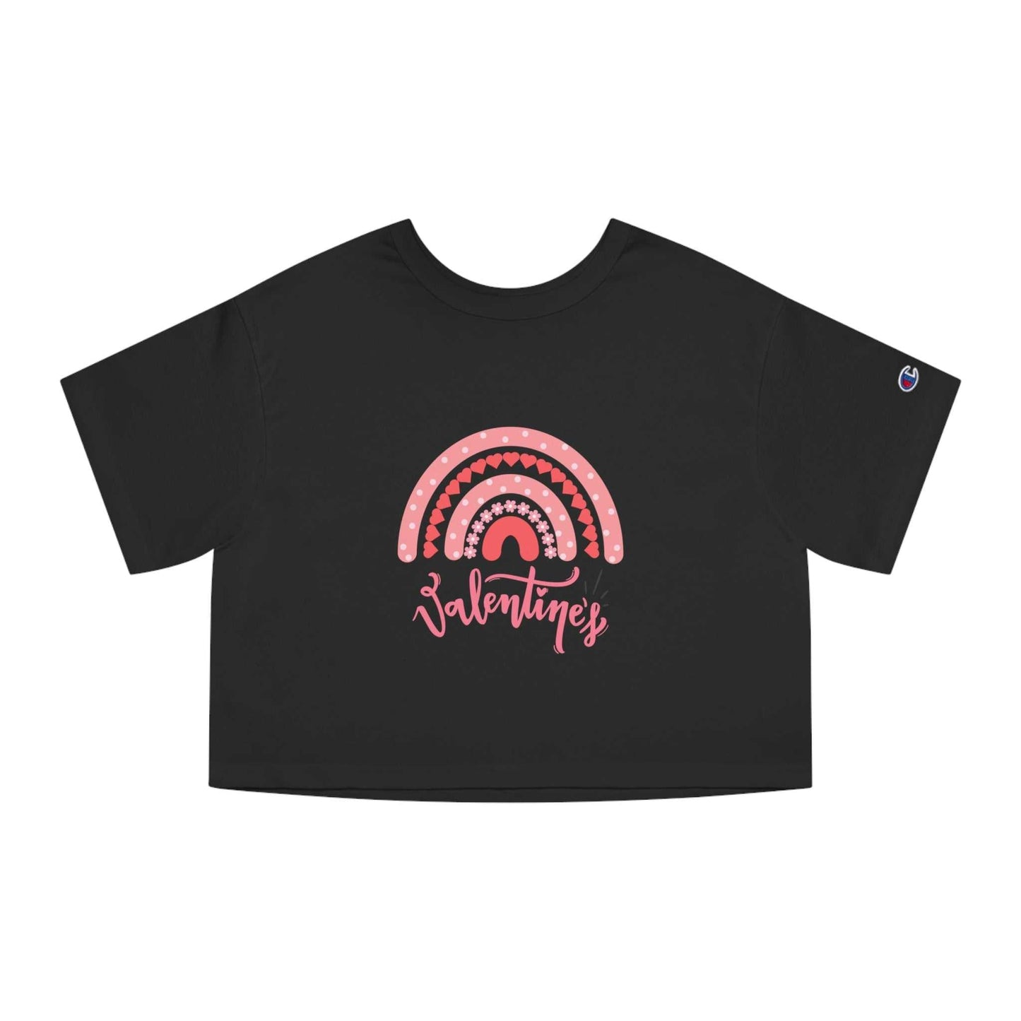 Trendy Valentine crop top gift for girlfriends, black with cute design.