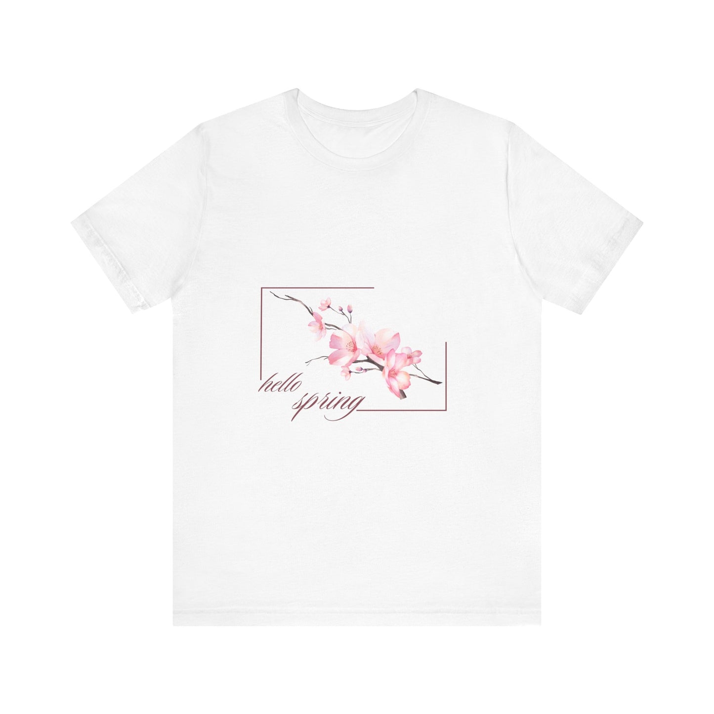 Hello Spring Floral Tee, Unisex Tshirt, Crewneck Shirt, Botanical Spring Shirt, Floral Print Tee, Gift For Her, Birthday Gift, Perfectly