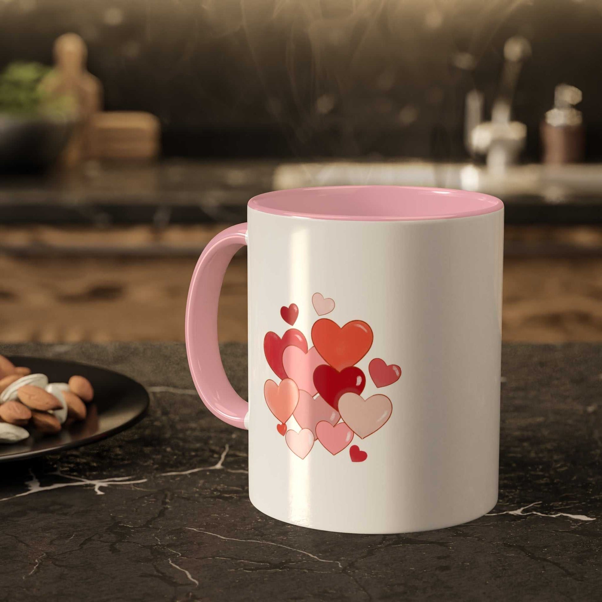 Romantic ceramic mug with heart design, Love Mug MODEL B-V-4, perfect for Valentine's Day.