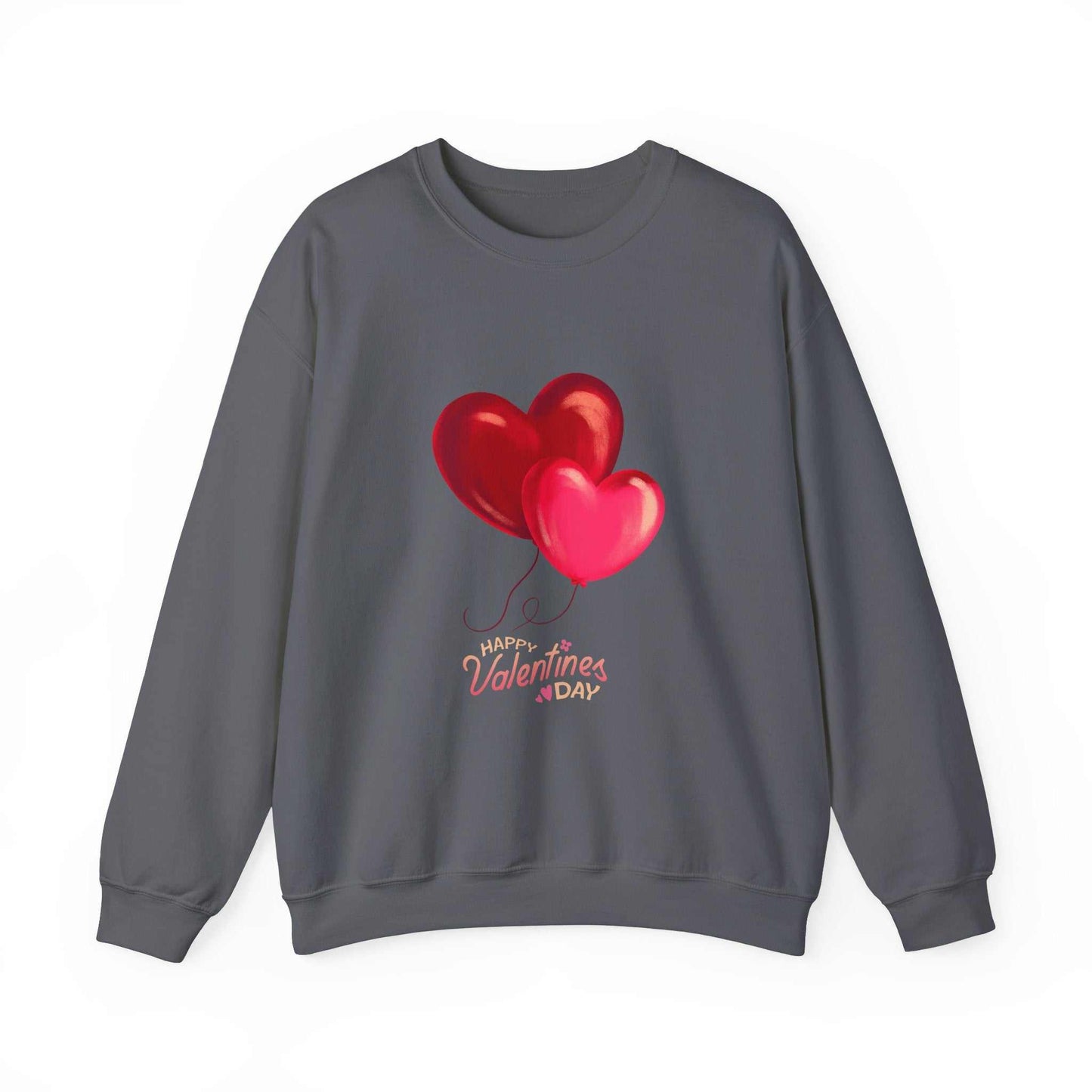 Valentine's Day sweatshirt with heart design, cozy cotton-polyester blend.