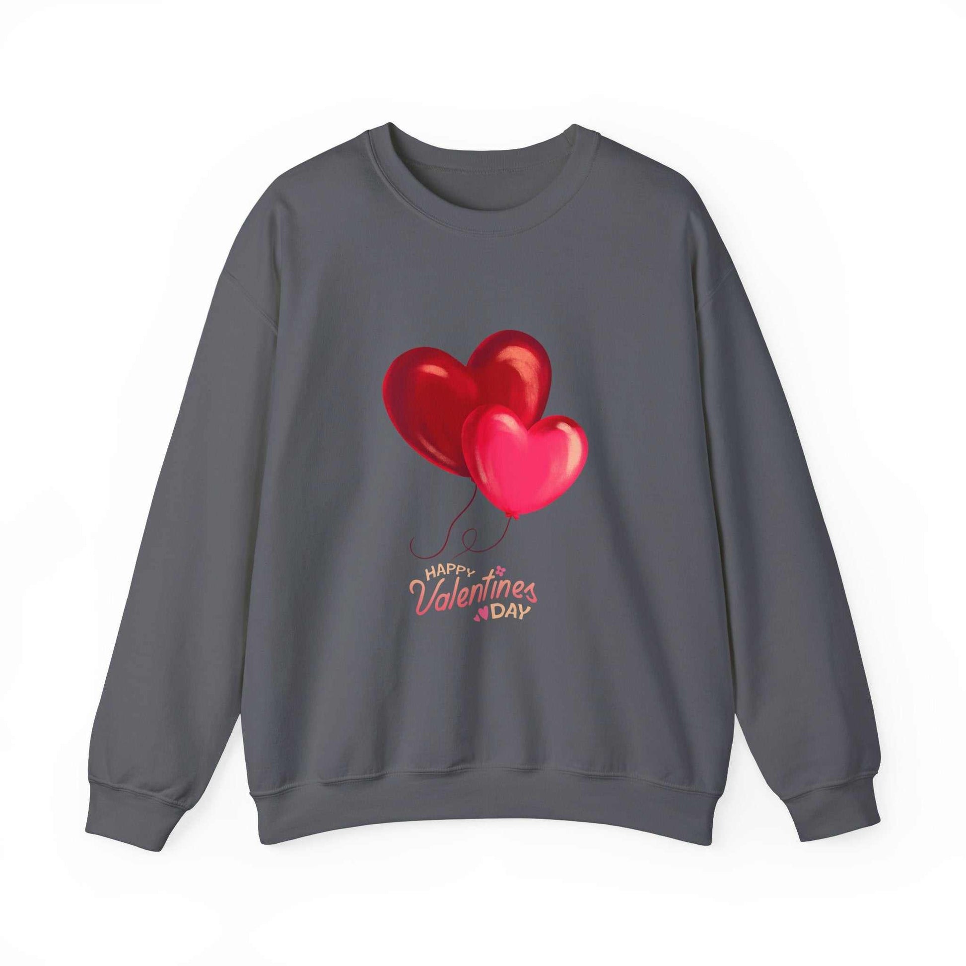 Valentine's Day sweatshirt with heart design, cozy cotton-polyester blend.