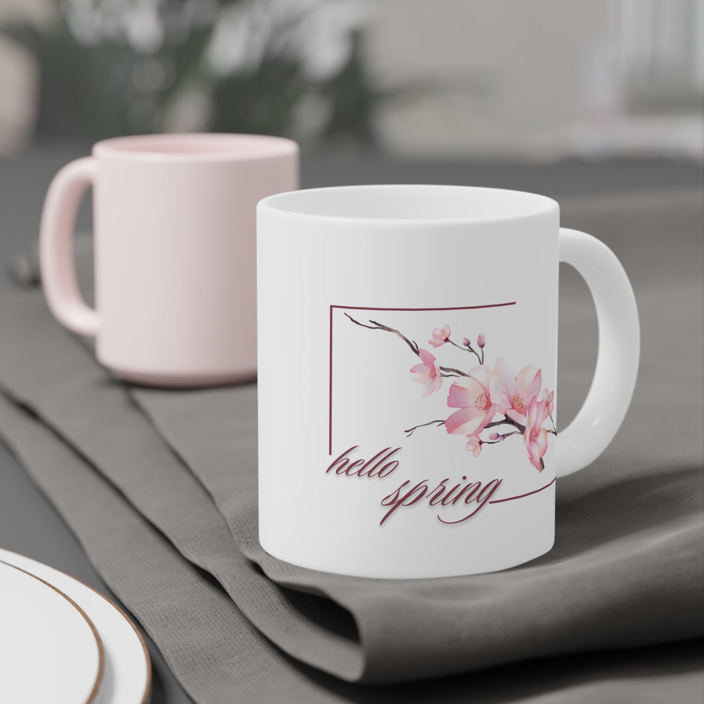 Hello Spring Floral Ceramic Mug - 11oz/15oz/20oz