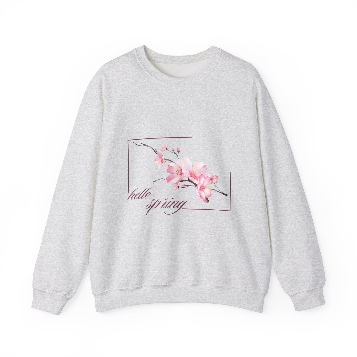 Hello Spring Floral Crewneck Sweatshirt, Spring Outfits, Gift for Her, Casual Layering, Birthday Gift, Nature Lover Apparel