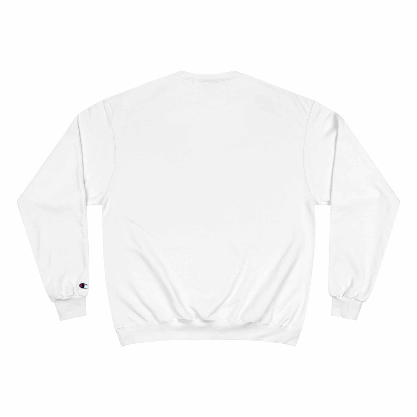 Champion Sweatshirt "SHUGA" in white, eco-friendly cotton/polyester blend, with "C" logo on sleeve.