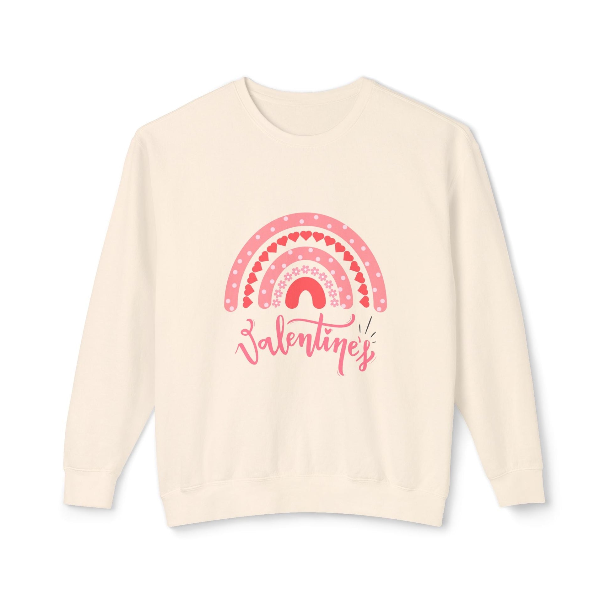 Valentine's Day sweatshirt with pink rainbow design, perfect gift for girlfriends.