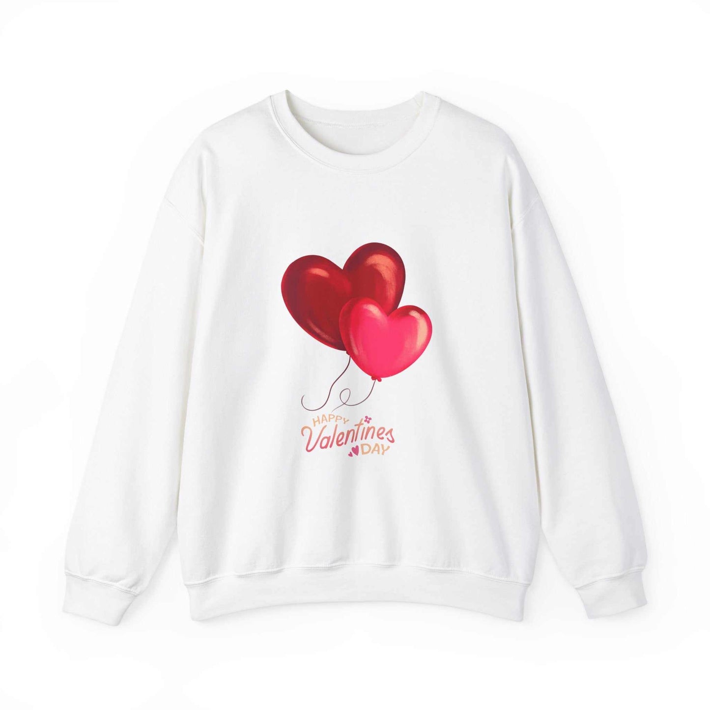 Valentines Day sweatshirt with heart design, cozy cotton-polyester blend.