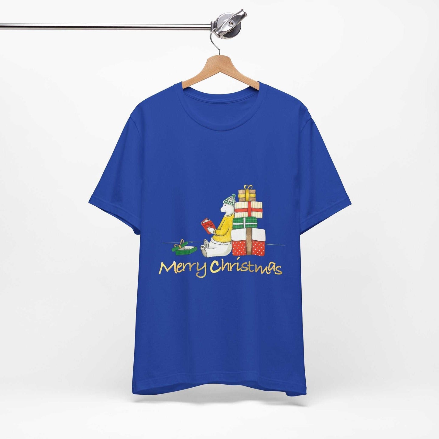 Cute bear Christmas gift T-shirt, perfect holiday gift for him or her, featuring a colorful festive design.