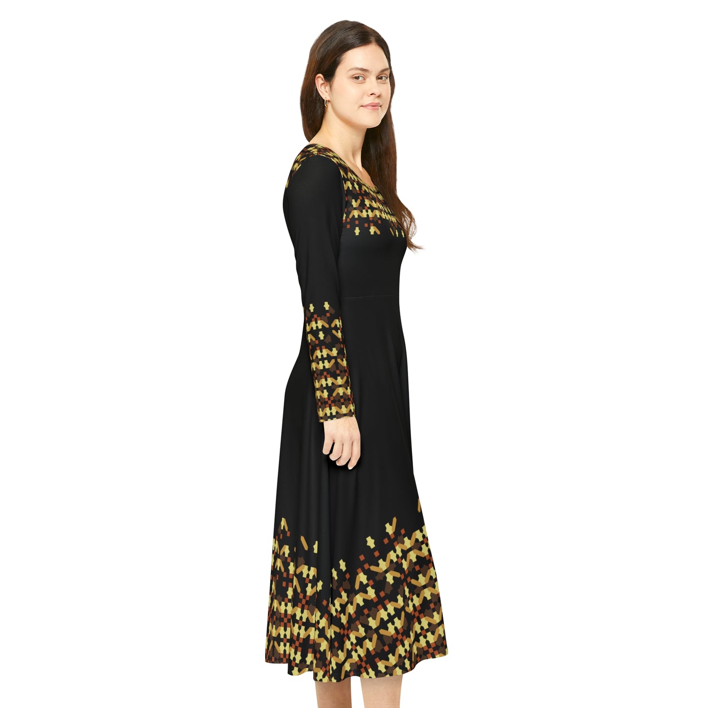 Women's Long Sleeve Dance Dress (AOP), Model B-P-4