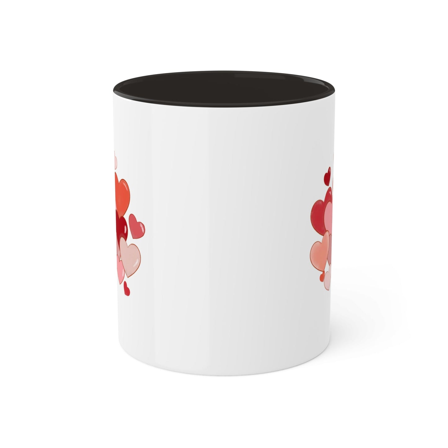 Love Mug MODEL B-V-4 with romantic heart design, ceramic, 11-ounce capacity.