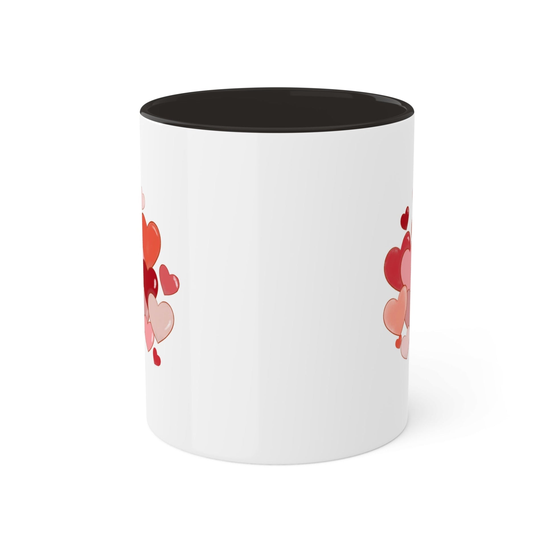 Love Mug MODEL B-V-4 with romantic heart design, ceramic, 11-ounce capacity.