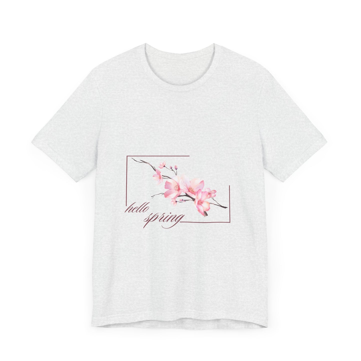 Hello Spring Floral Tee, Unisex Tshirt, Crewneck Shirt, Botanical Spring Shirt, Floral Print Tee, Gift For Her, Birthday Gift, Perfectly