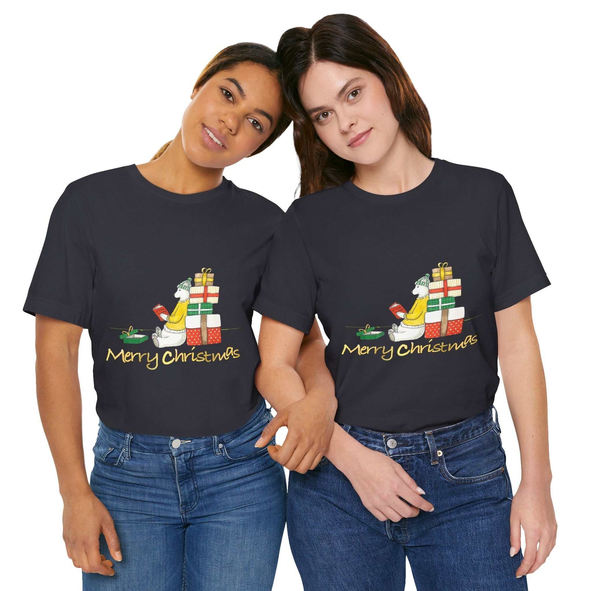 Funny colorful Christmas gift bear shirt for women, perfect holiday t-shirt for men and women.