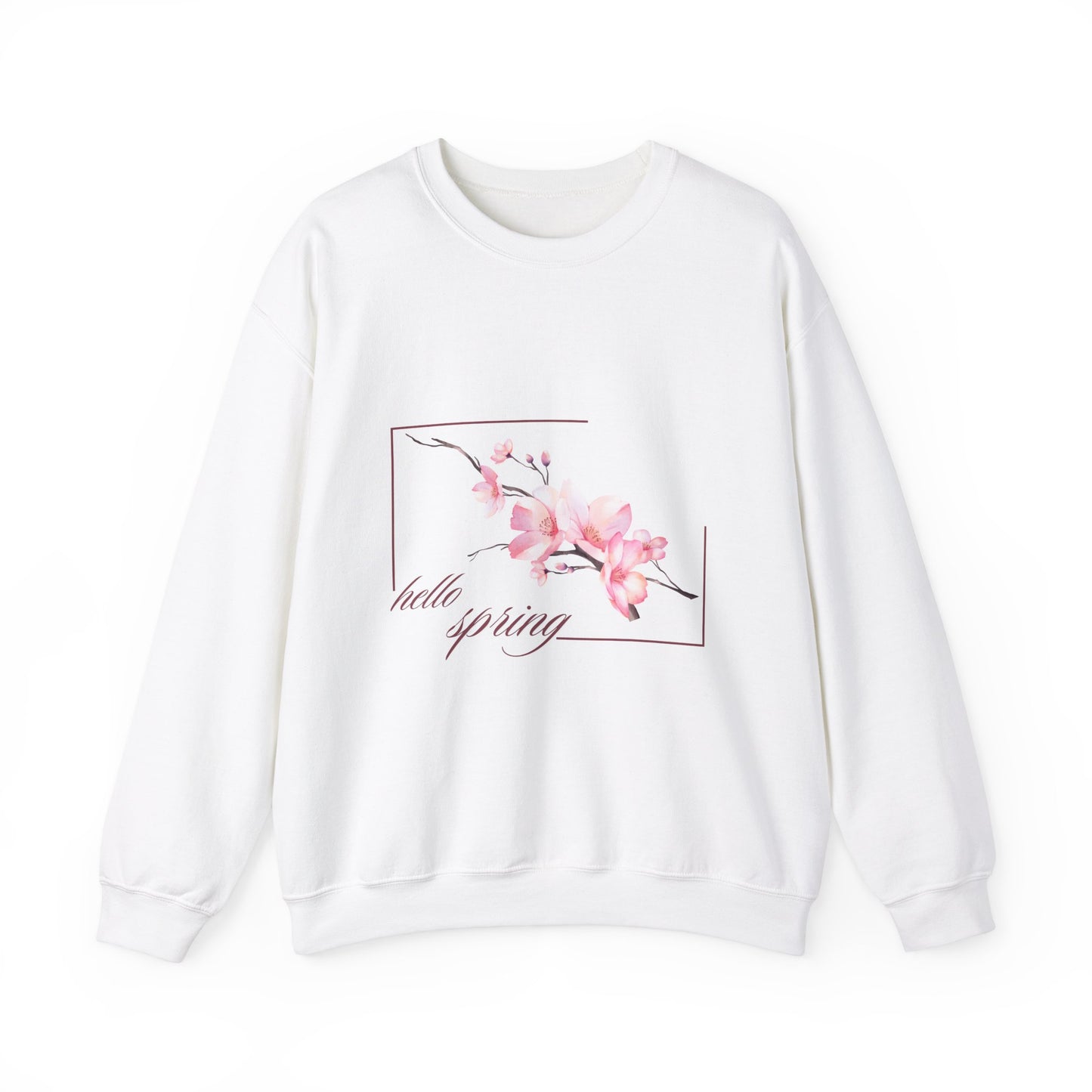 Hello Spring Floral Crewneck Sweatshirt, Spring Outfits, Gift for Her, Casual Layering, Birthday Gift, Nature Lover Apparel