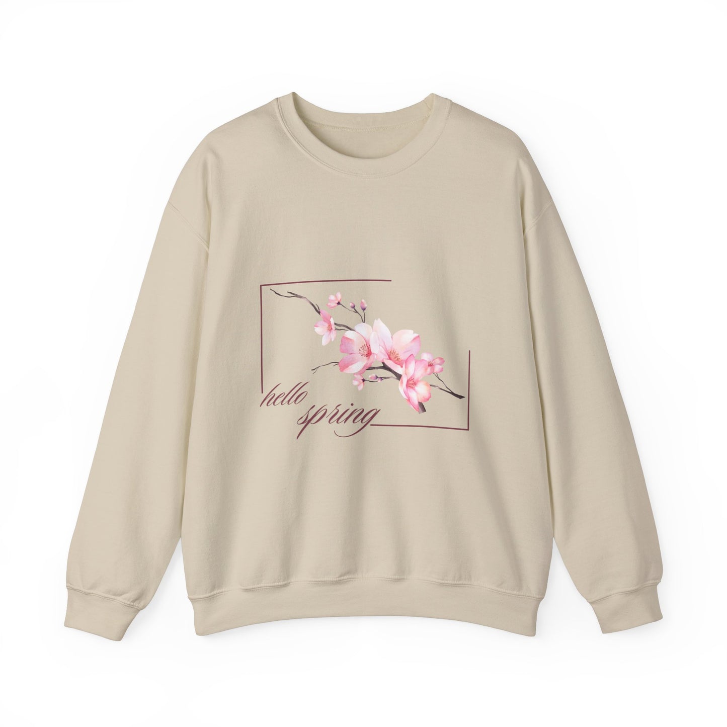 Hello Spring Floral Crewneck Sweatshirt, Spring Outfits, Gift for Her, Casual Layering, Birthday Gift, Nature Lover Apparel