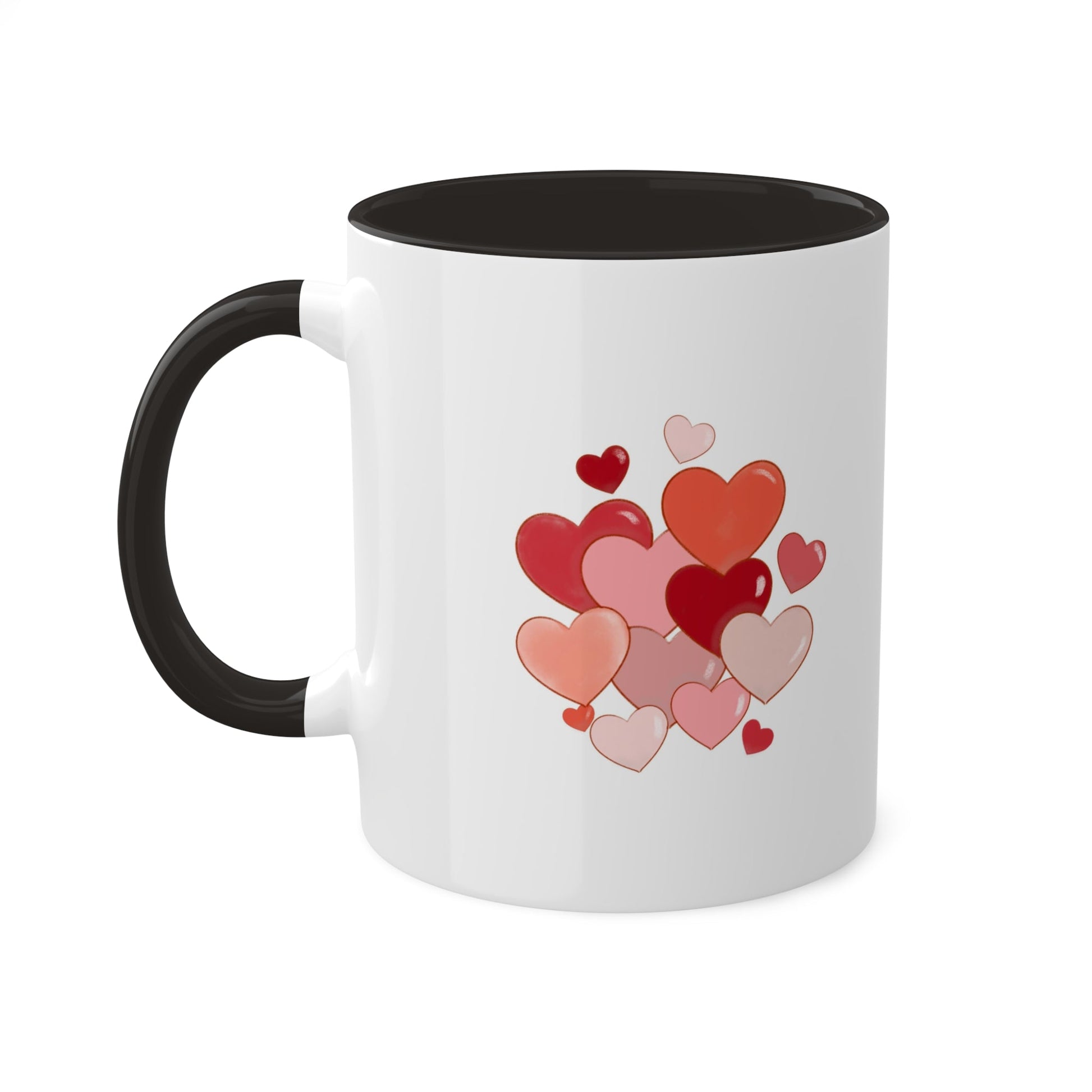 Love Mug MODEL B-V-4 with heart design, ceramic, 11-ounce capacity, romantic gift.