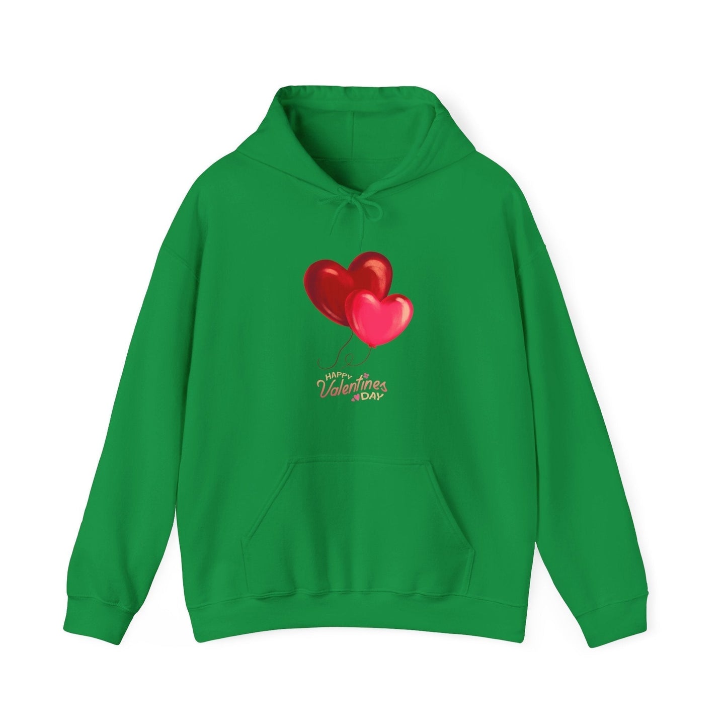 Green Valentine hoodie with heart design, perfect Valentine's Day gift for women.