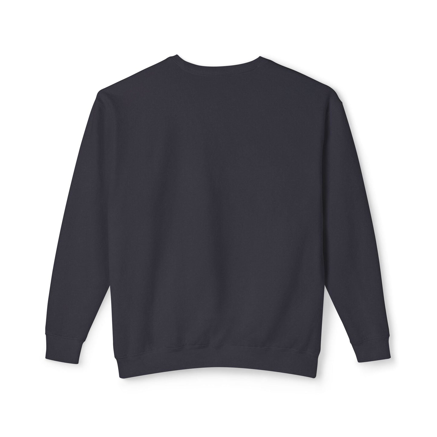Unisex lightweight Christmas crewneck sweatshirt in black, features festive design and relaxed fit.