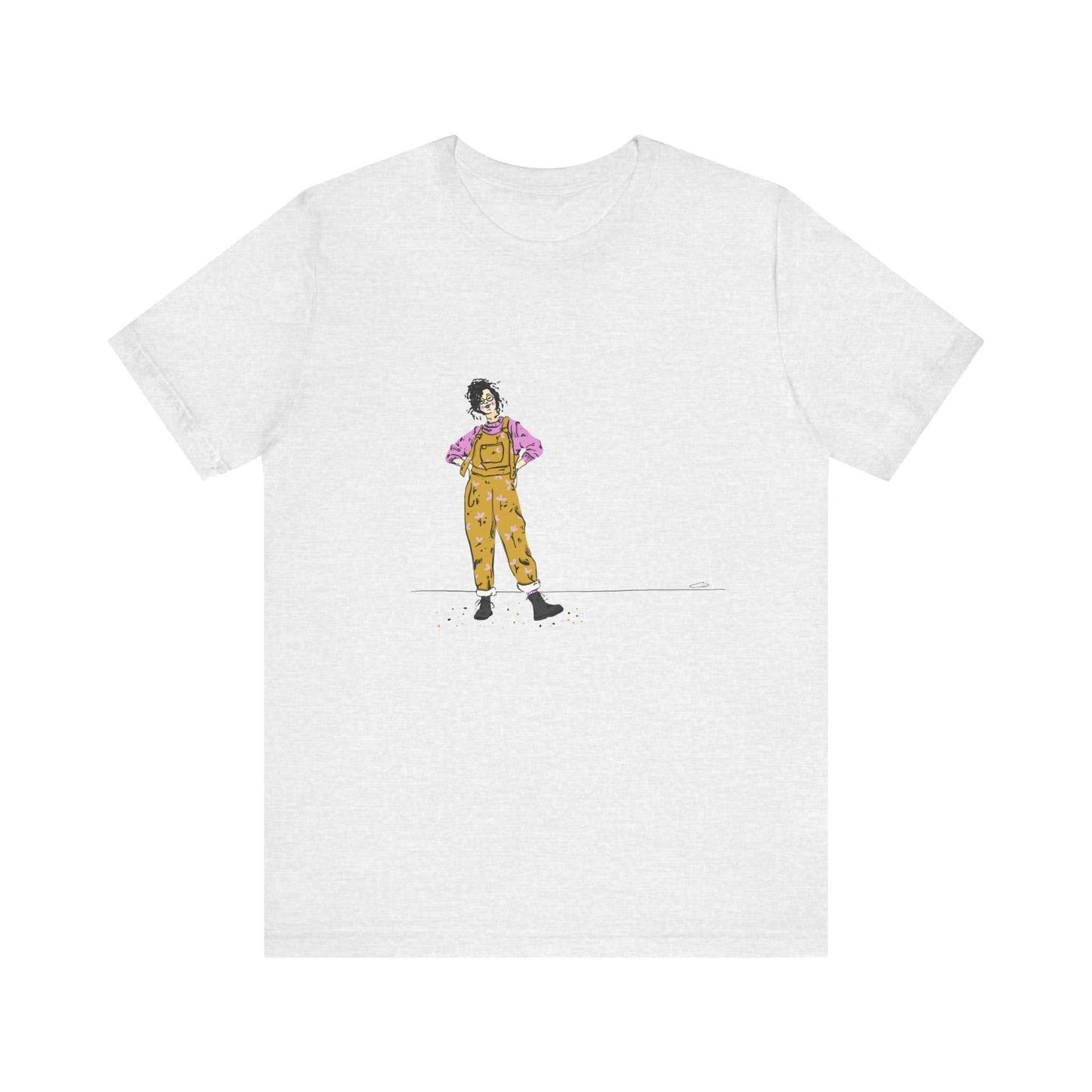 Unisex jersey short sleeve tee with artistic design, Model D-5.