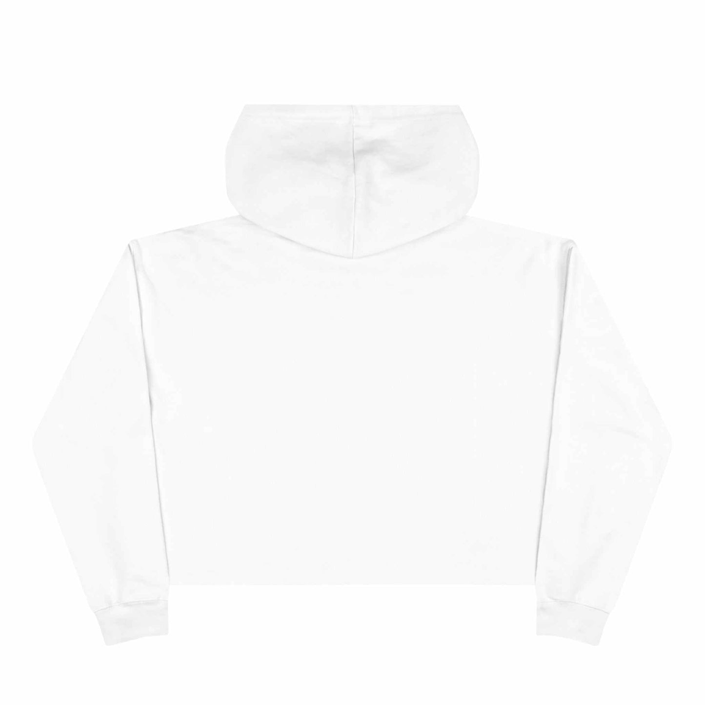 White cropped hoodie for women, featuring soft three-end fleece and relaxed fit.
