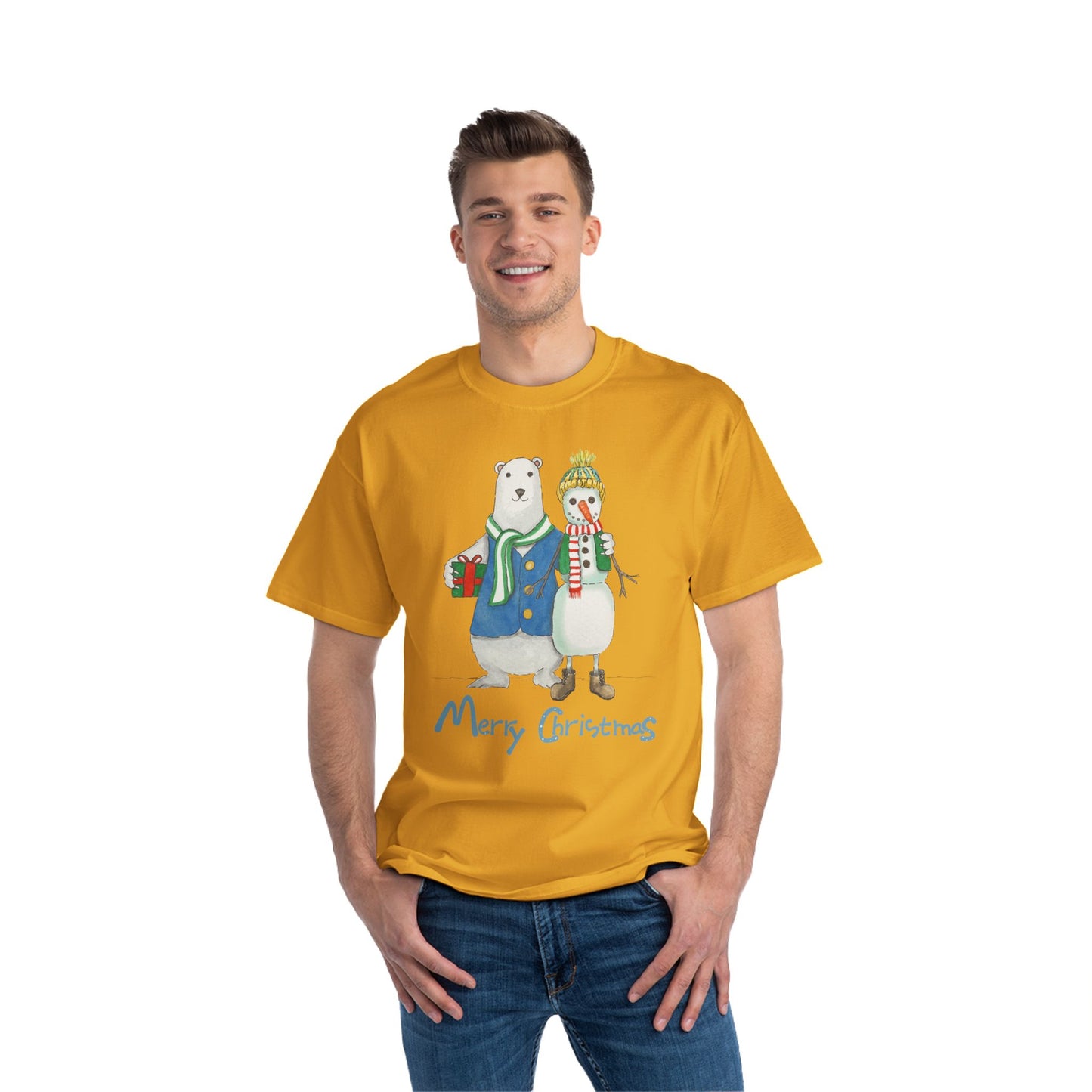 Cute Merry Christmas Shirt, Funny Tshirt Gift For Her, Xmas Tee For Men, Holiday Gifts, Christmas Gift Bear Shirt, Christmas Snowman Shirt