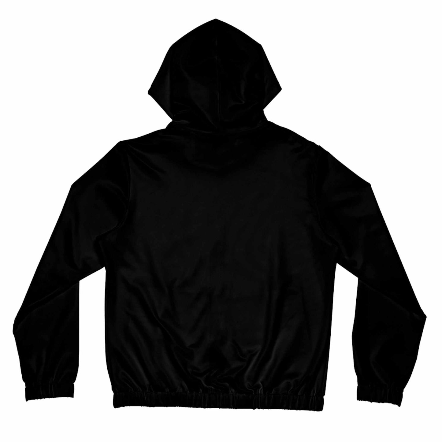 Women full-zip hoodie with hood, two pockets, black color.