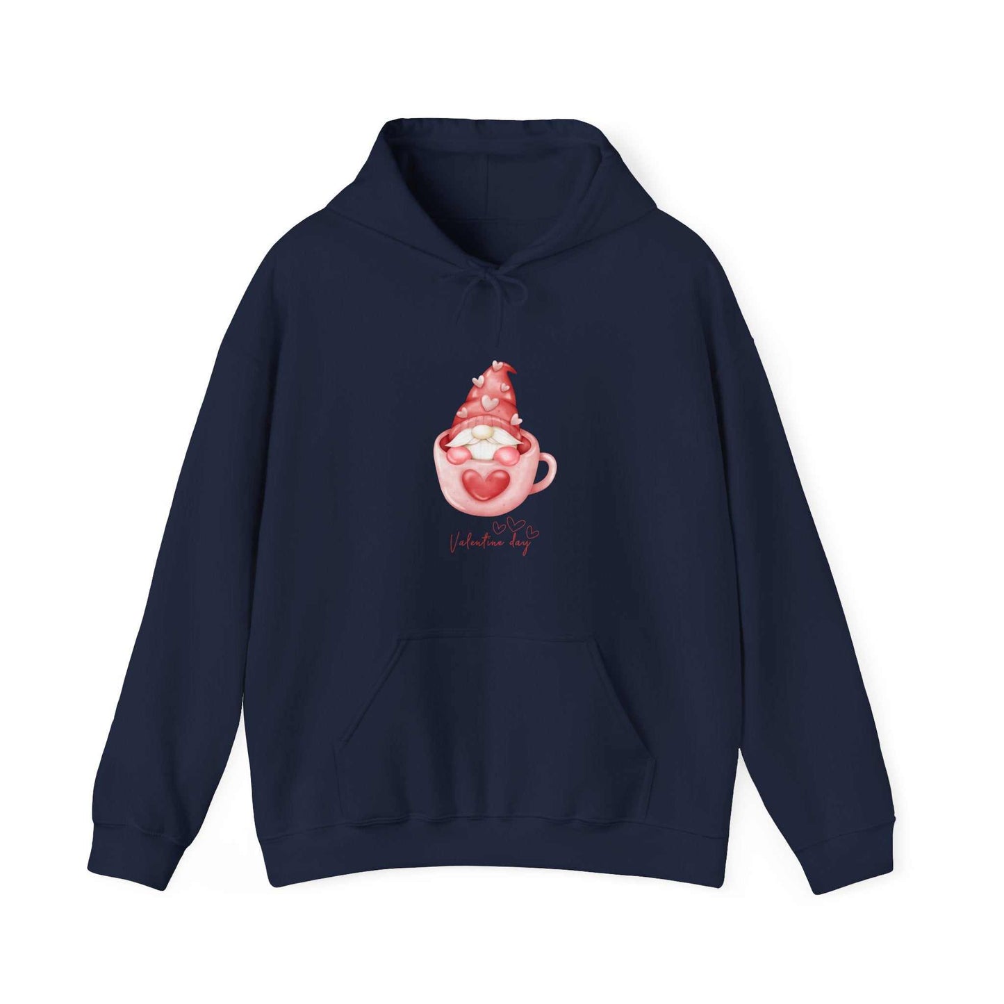 Woman's Valentine Day hoodie with gnome design, perfect gift for girlfriend or wife.