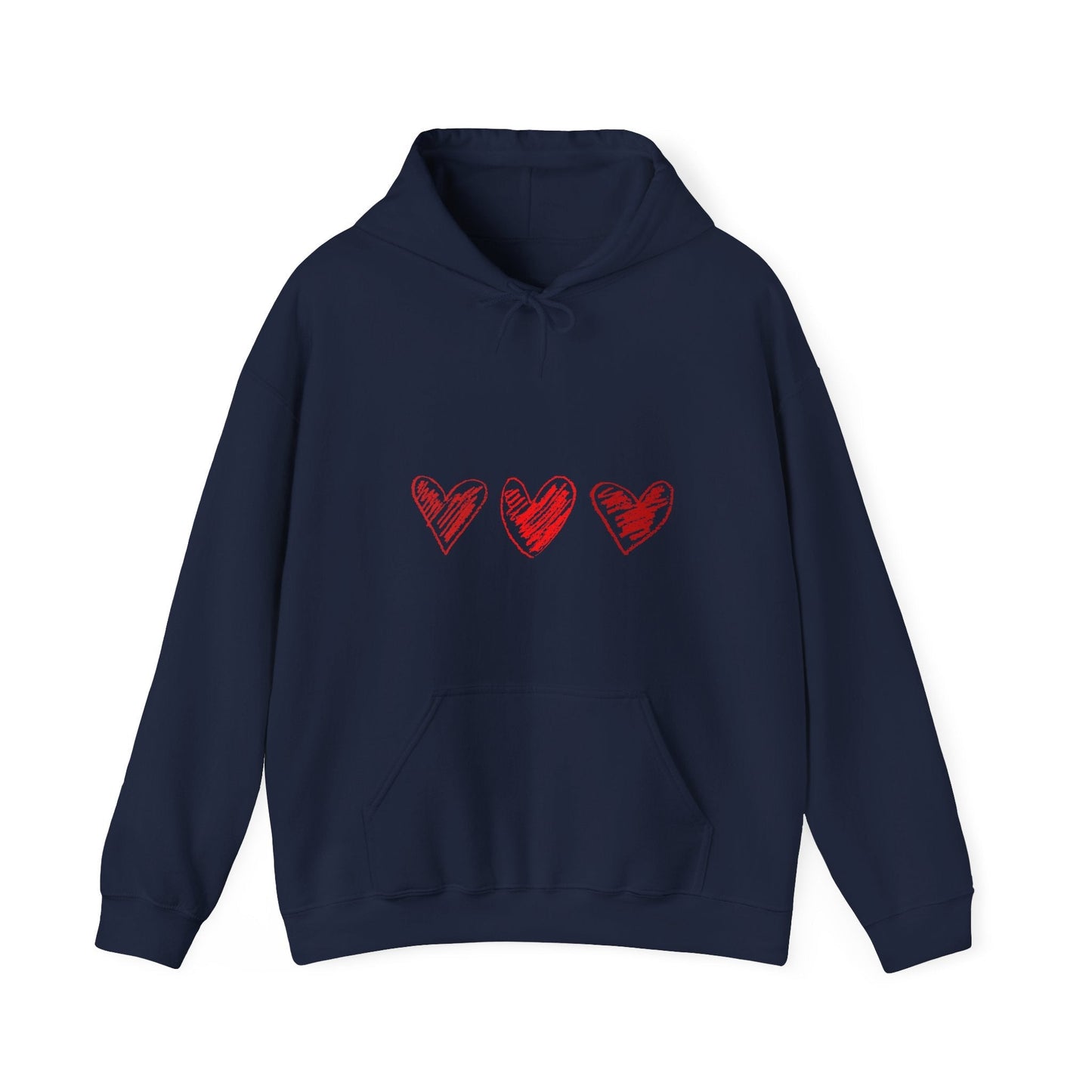 Valentine's Day hoodie with red heart design for women.