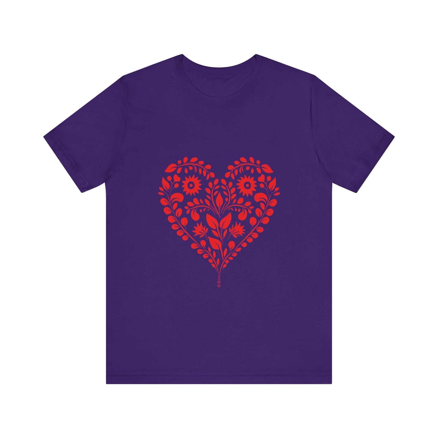 Valentine's Day shirt with a colorful heart design made from lightweight cotton.