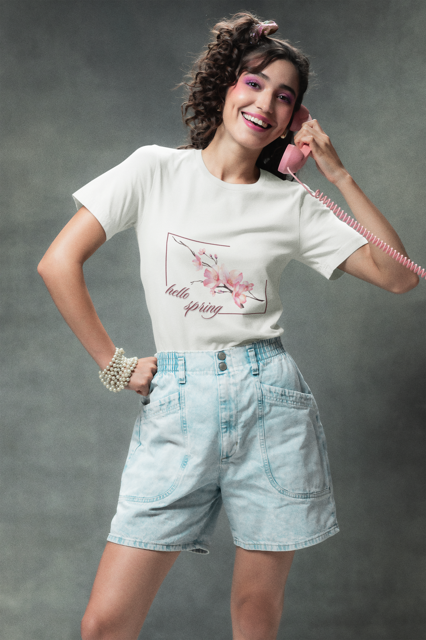 Hello Spring Floral Tee, Unisex Tshirt, Crewneck Shirt, Botanical Spring Shirt, Floral Print Tee, Gift For Her, Birthday Gift, Perfectly