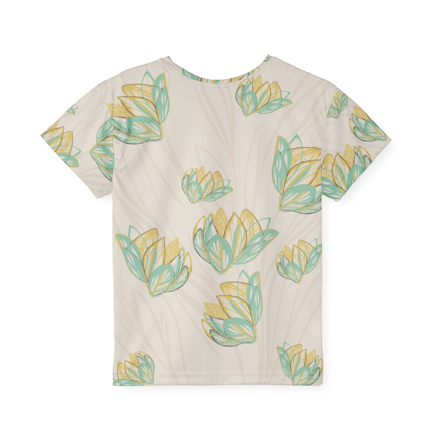 Kids Sports Jersey AOP MODEL B-P-21, floral design, 100% polyester, moisture-wicking.