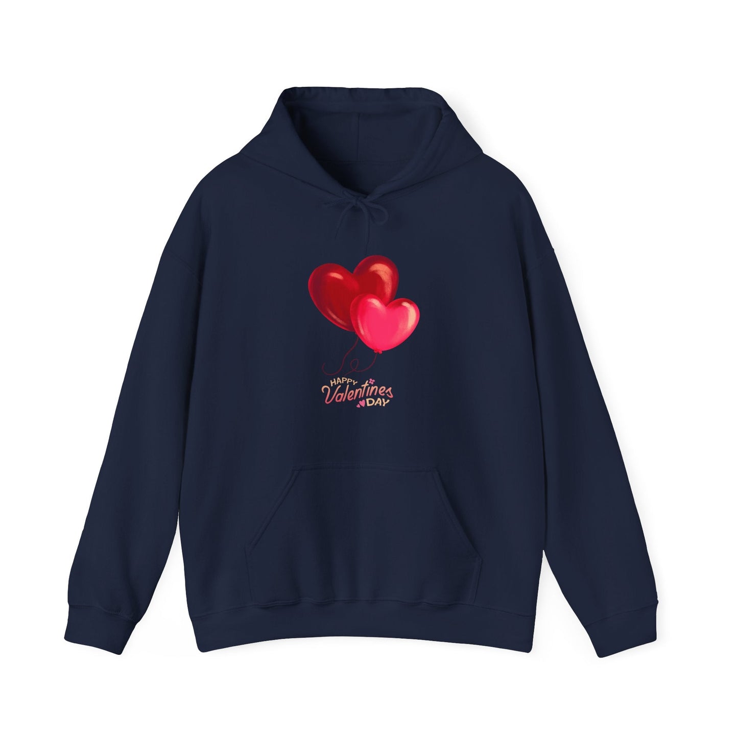 Valentine's Day gift hoodie with heart design, adjustable drawstring, and kangaroo pocket.