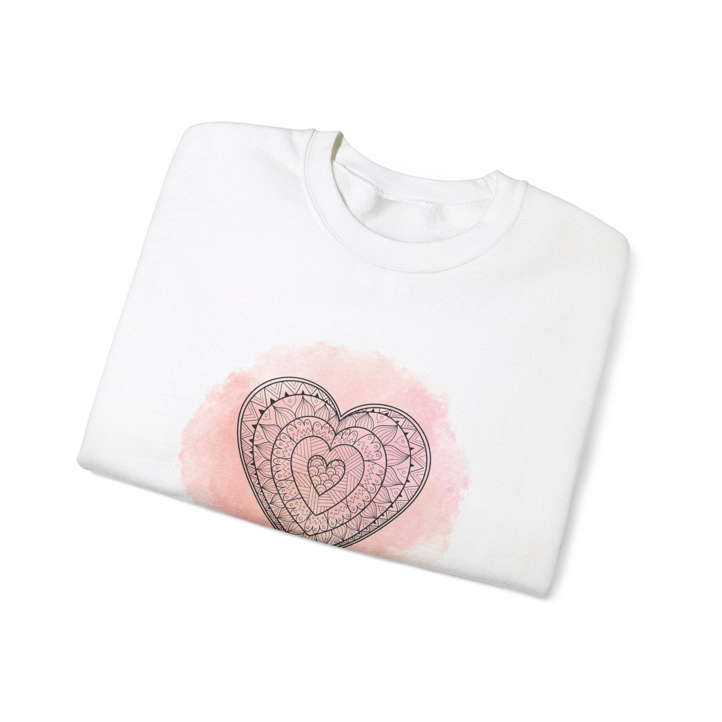 Valentine unisex sweatshirt with heart design, cozy fabric blend.