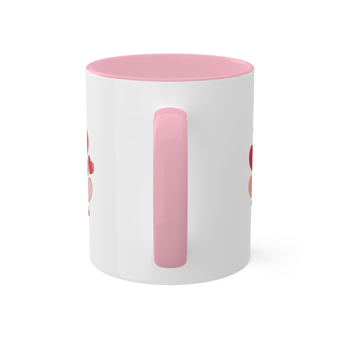 Love Mug MODEL B-V-4 with charming design and pink handle, ideal for Valentine’s Day gift.