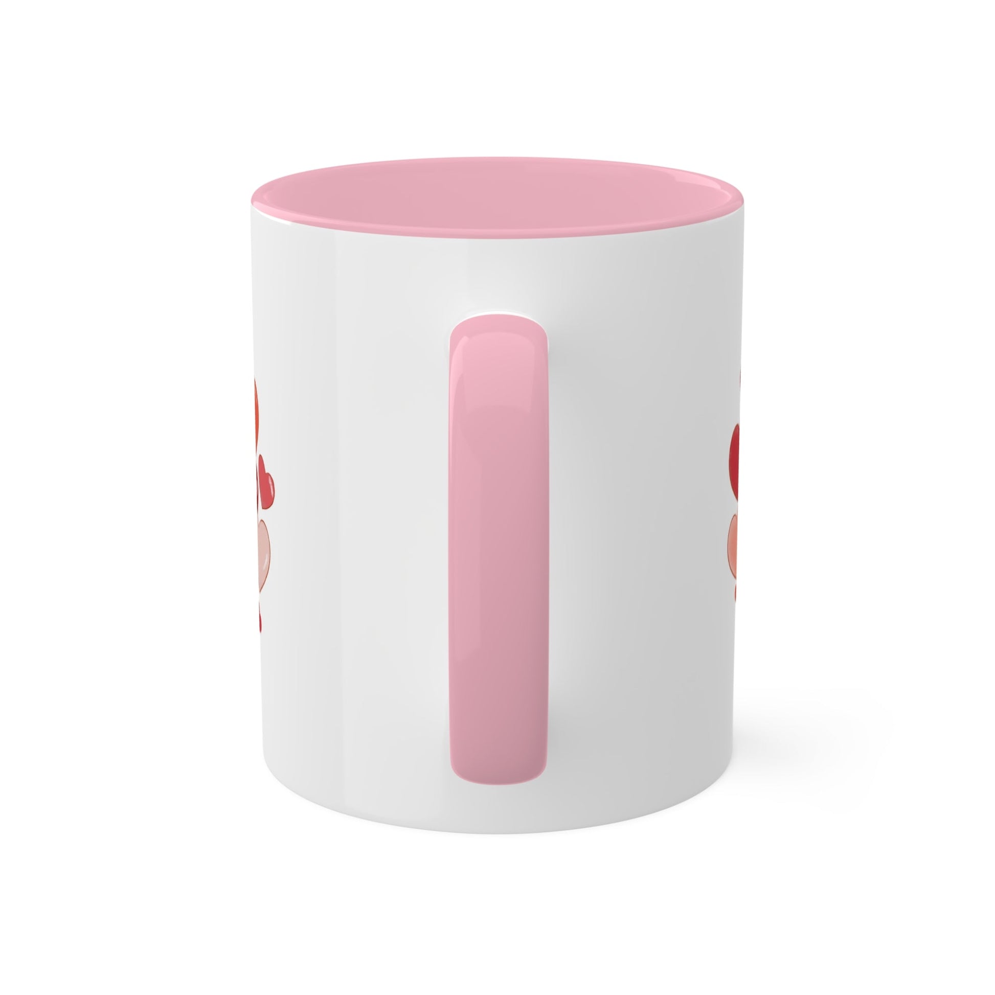 Love Mug MODEL B-V-4 with charming design and pink handle, ideal for Valentine’s Day gift.