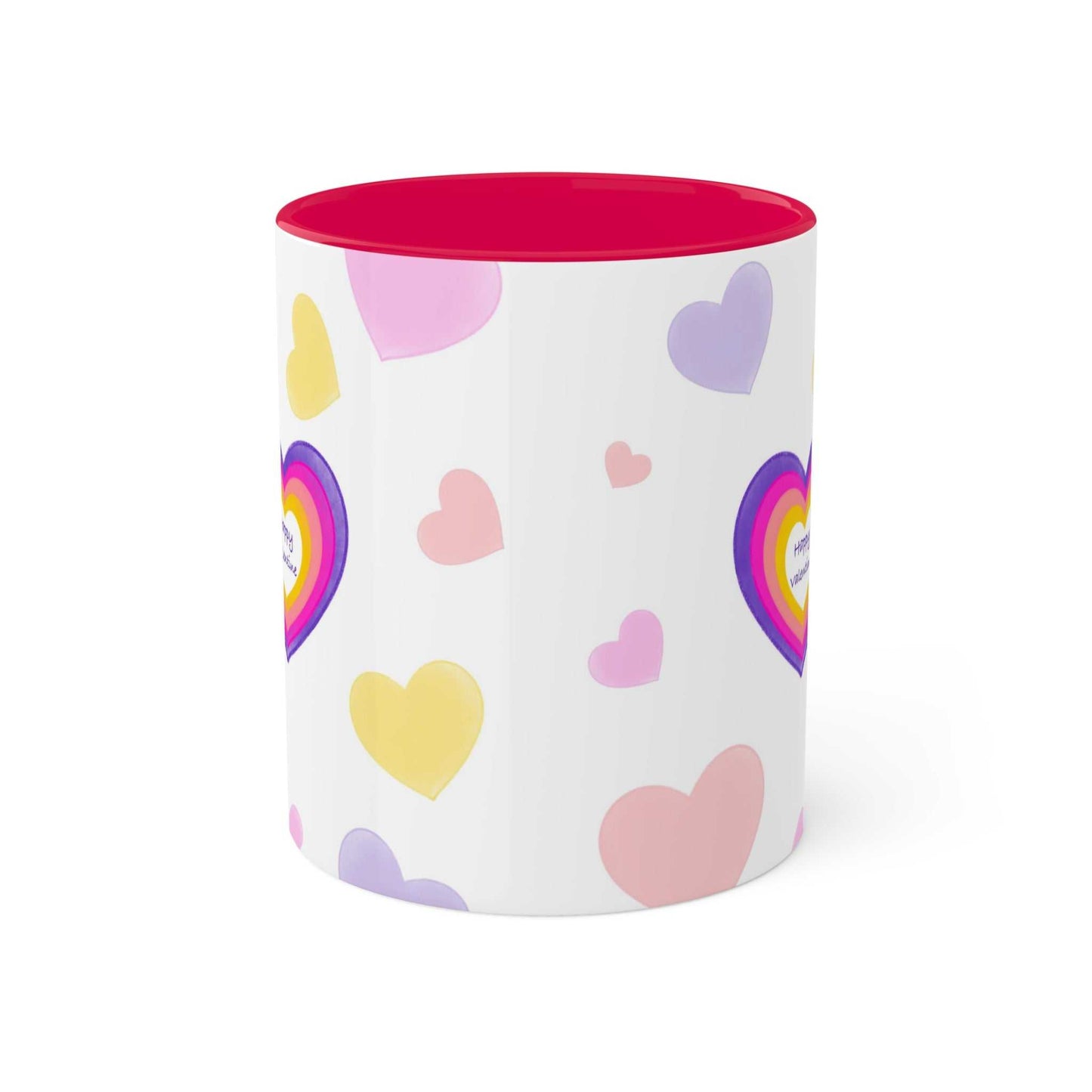 Colorful ceramic love mug with heart design, perfect romantic gift, Model B-V-10.