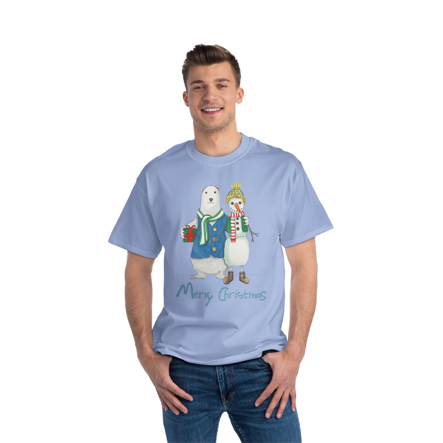 Cute Merry Christmas Shirt, Funny Tshirt Gift For Her, Xmas Tee For Men, Holiday Gifts, Christmas Gift Bear Shirt, Christmas Snowman Shirt