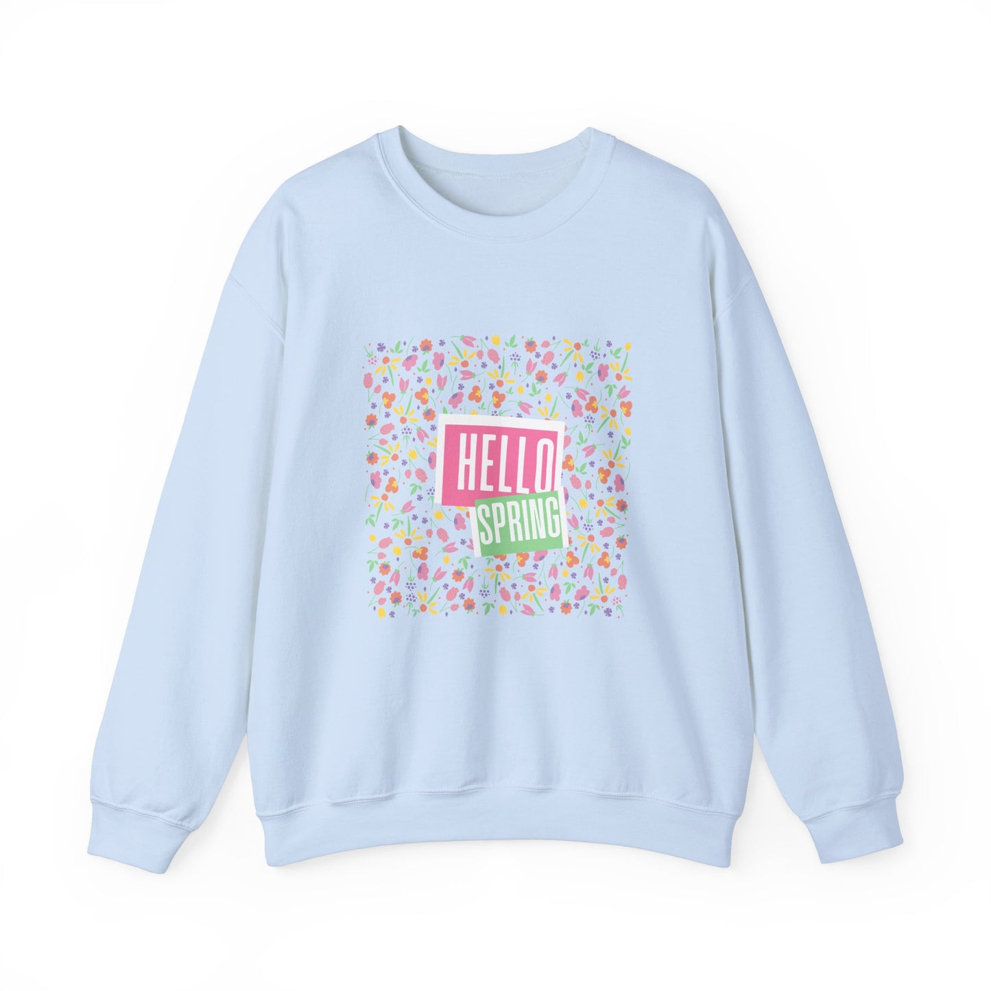 Hello Spring Floral Crewneck Sweatshirt, Spring Outfits, Gift for Her, Casual Layering, Birthday Gift, Nature Lover Apparel