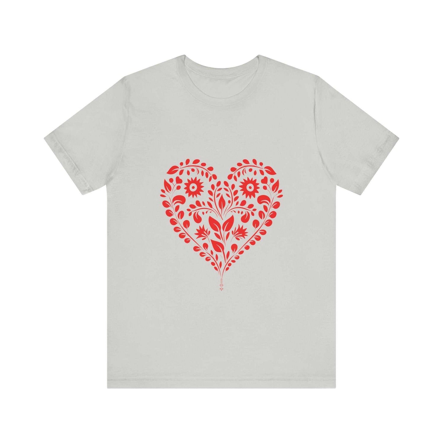 Valentine's Day t-shirt with red heart design on front, perfect gift for her.