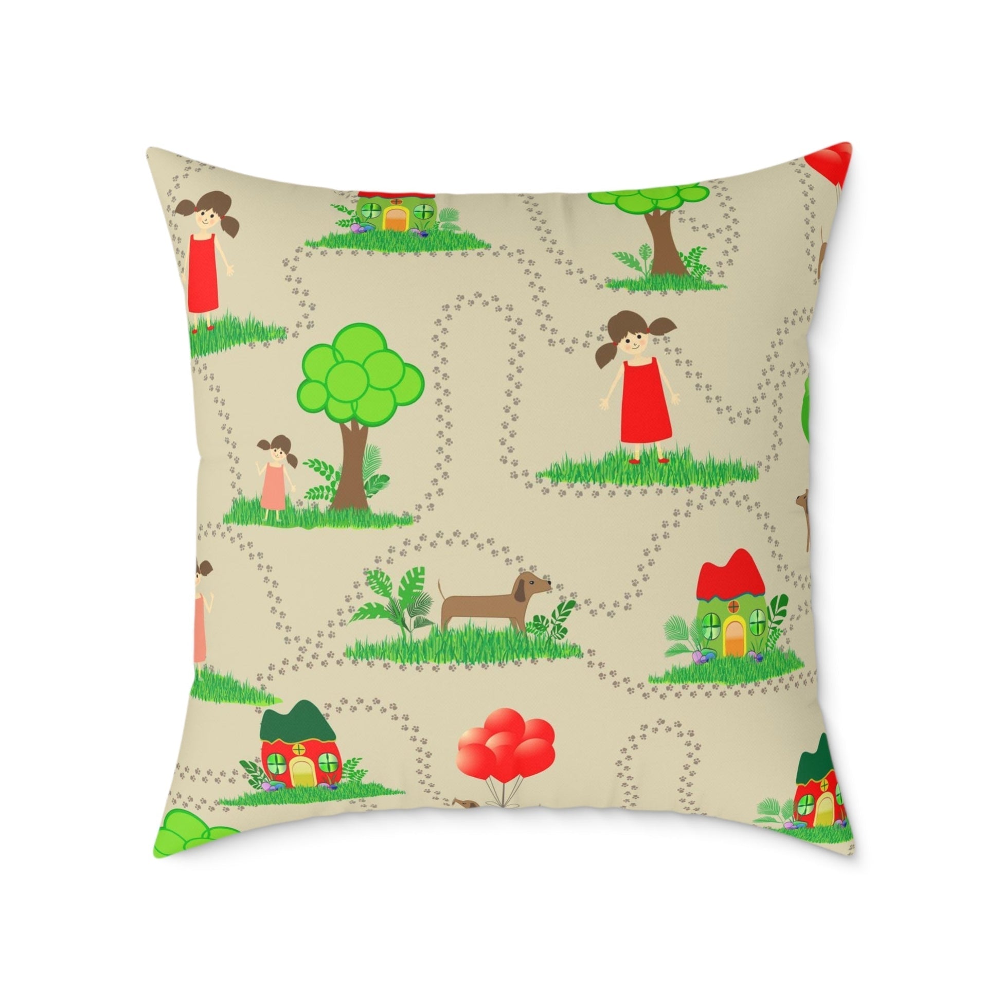 Spun polyester pillow with colorful design by Bahareh Mortazavi, featuring concealed zipper and double-sided print.