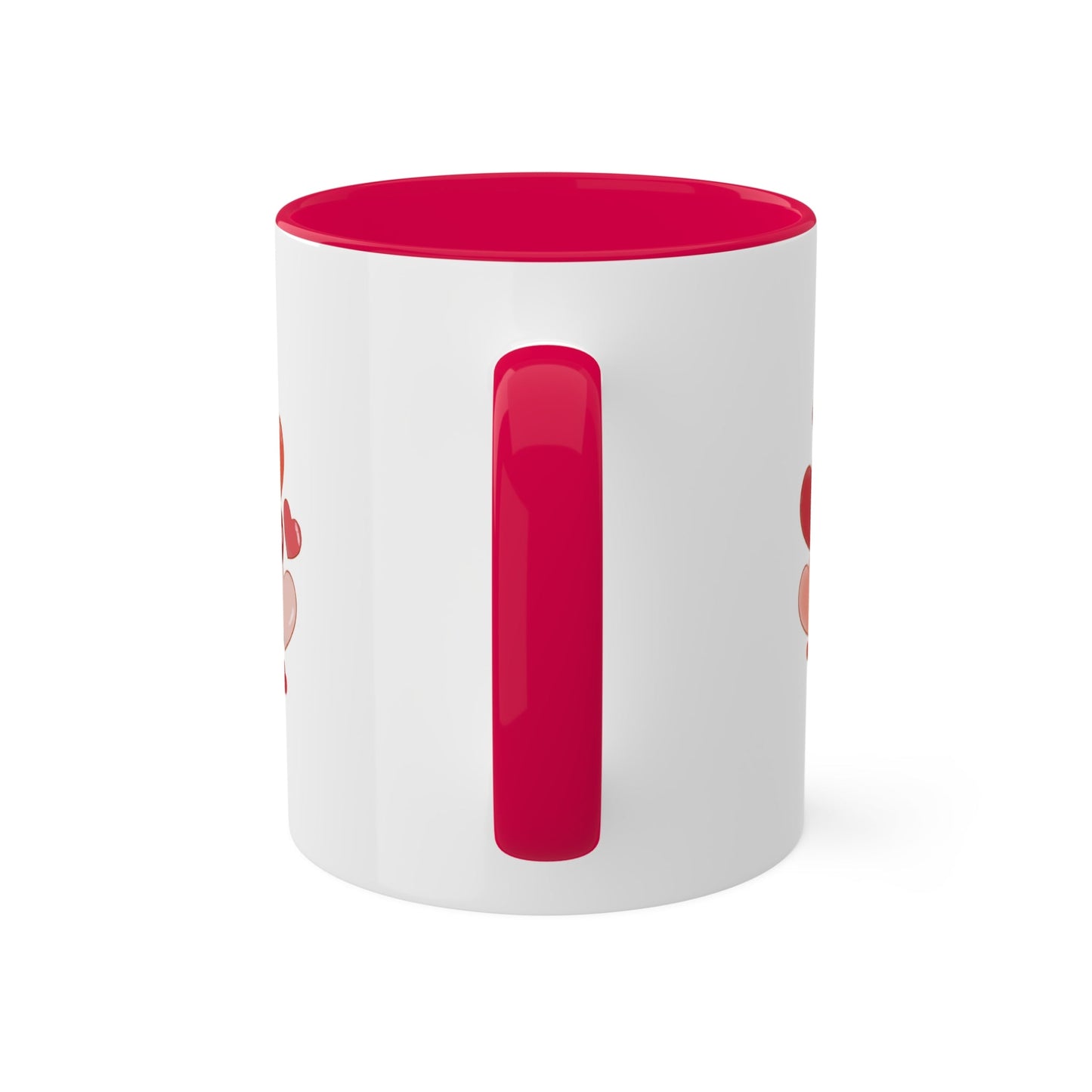 Love Mug MODEL B-V-4 with romantic design and red C-shaped handle.